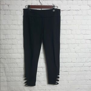 NHIM Black Leggings with Cut-Out Details